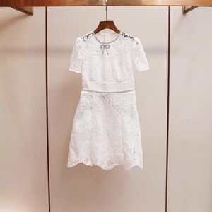 Self-Portrait White Lace Mini Dress